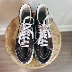 Vans Brown and White High-Top Sneakers